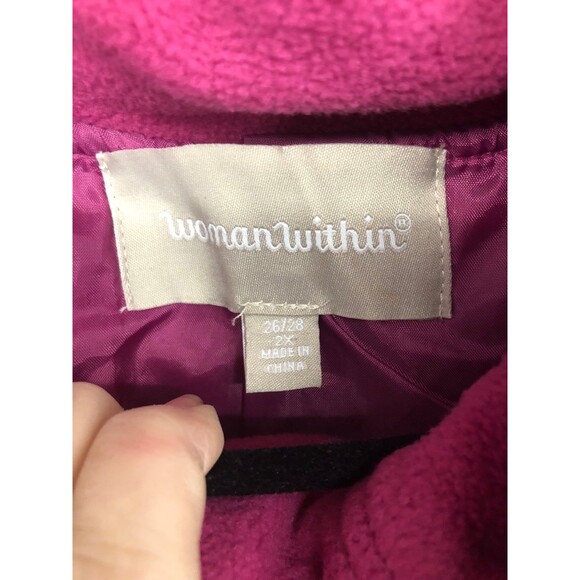 Woman Within Plus Size 2X Oversized Pink Coat, Wash n Wear Fleece, Sateen liner - Picture 7 of 8